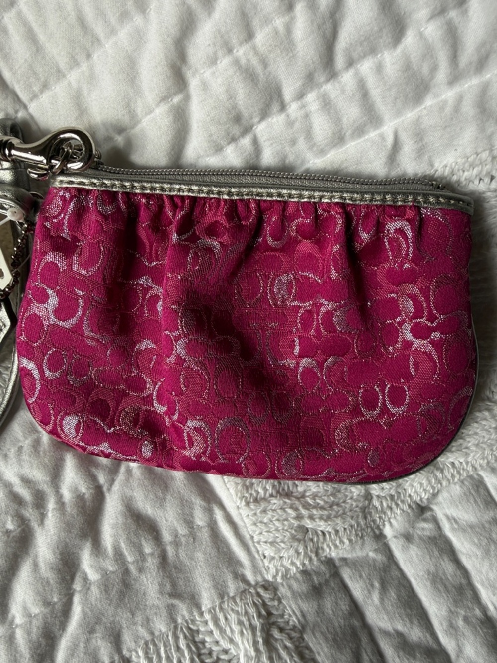 Coach Metallic Pink Signature Wristlet - Picture 3 of 9